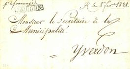 1821, MOUDON - Yverdon Faltbrief mit Inhalt, Winkler 1753/6