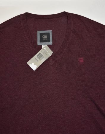 G-Star RAW Herren Pullover V Neck Pullover /weinrot/Gr.XL