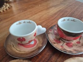 4er Set Kaffeetassen Espresso Untertassen THUN guter Zustand