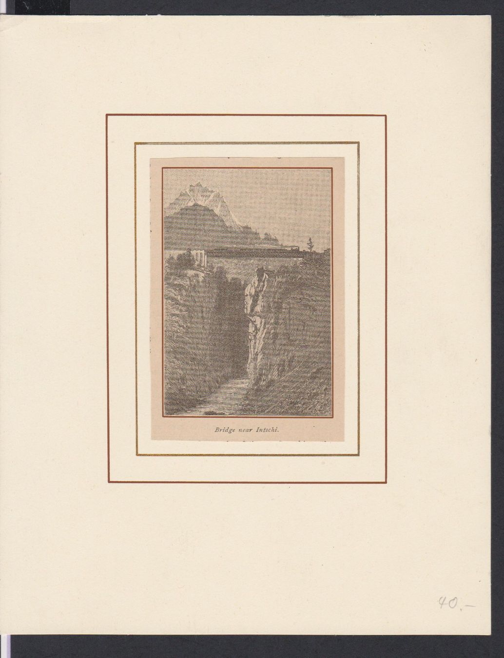 Posters & Illustrations: Intschi  UR   :   altes Bild mit Eisenbahn über Brücke – D'occasion à Vitznau par Mina60 1