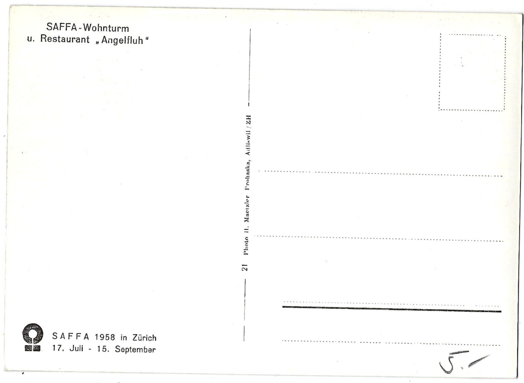 Cartoline postali: SAFFA - Wohnturm  u.  Restaurant  " Angelfluh " – Usato da Bütschwil venduto da Jackson1A 1