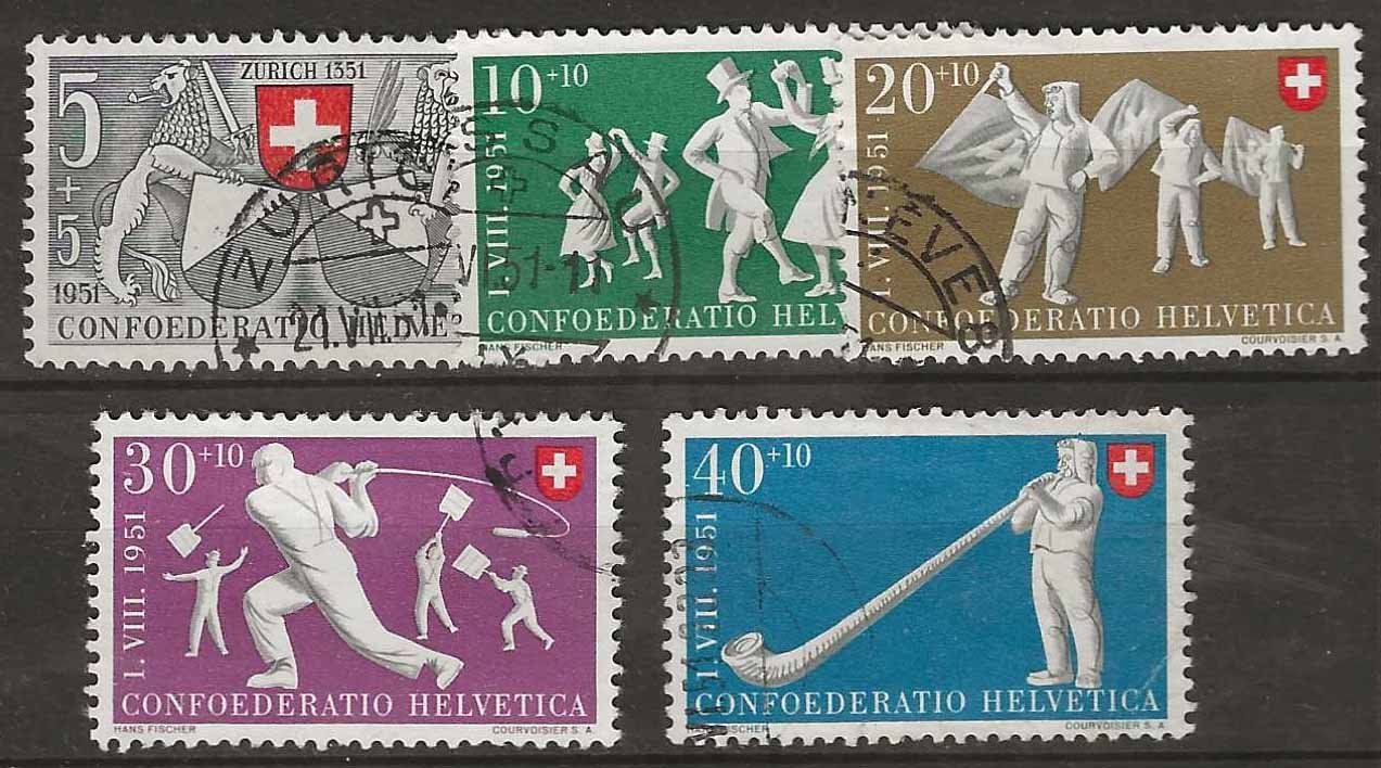 Tutti i francobolli: PP051 - Pro Patria 1951 obl. – Usato da Trélex venduto da Phil_Albert