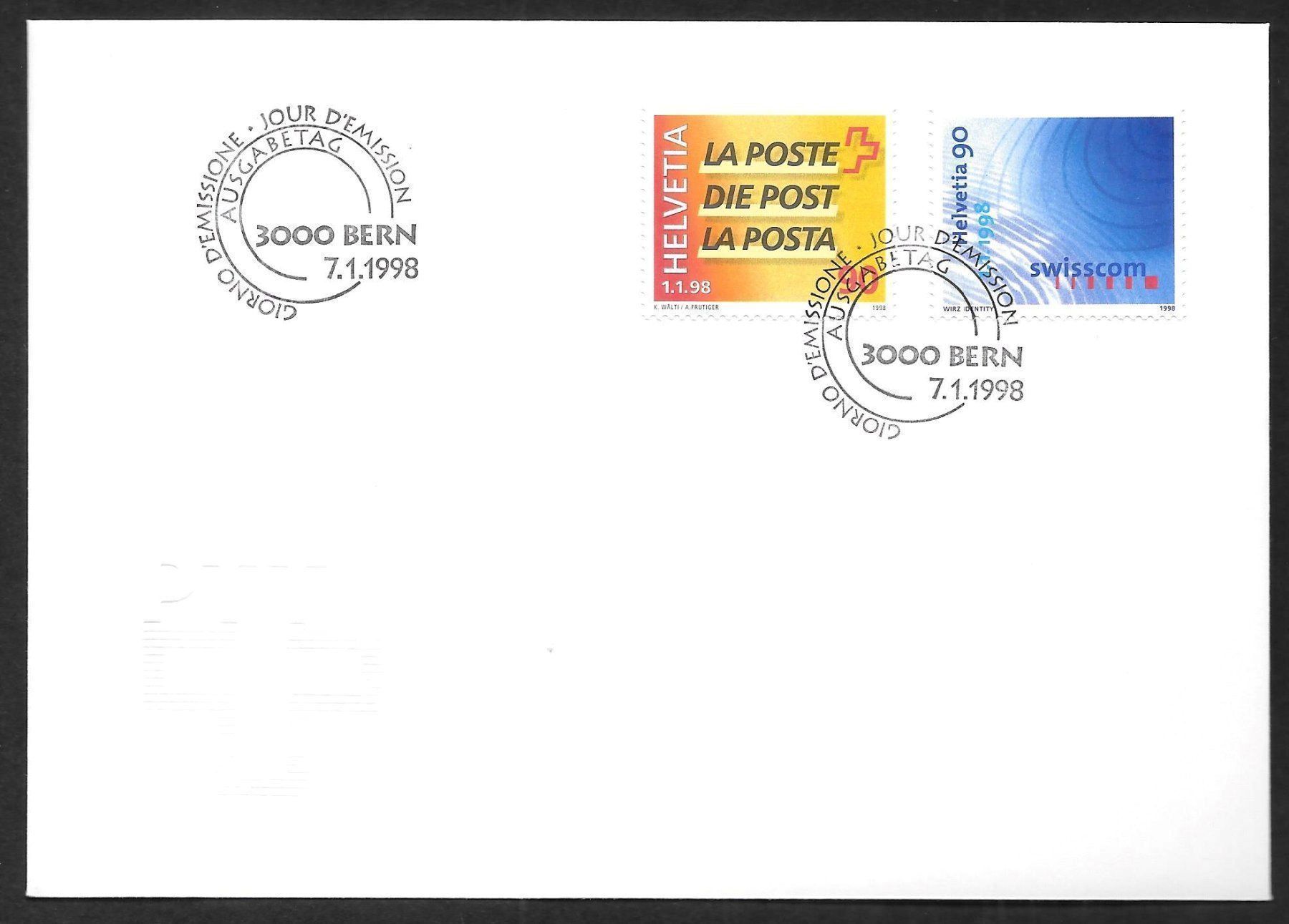 Alle Briefmarken: FDC Serie 937-938 ET 7.1.1998 – Neu (gemäss Beschreibung) aus Olten von clotaldi