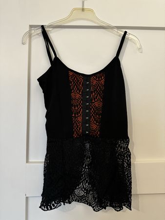 Schwarzes Spitzen Top, Grösse S