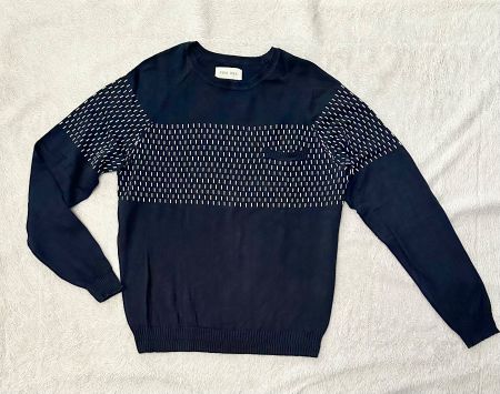 Pullover dunkelblau weiss PIER ONE top Zustand Baumwolle