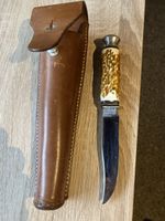 Jagdmesser mit massivem Lederetui braun