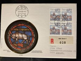 Schweiz 1982 R-FDC Tierkreis 4er-Block Stier Basel