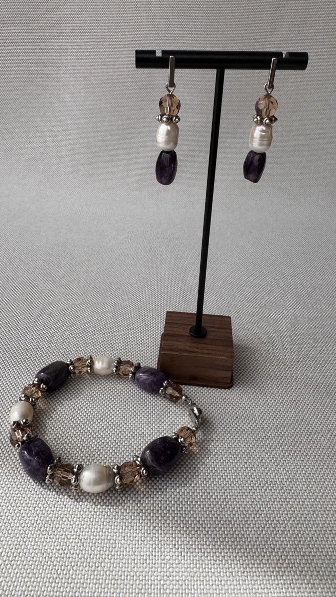 Bracciali & Braccialetti: Set: Amethyst /Perlen Armband & Ohrringe, Handgefertigt – Usato da HORGEN venduto da vladibarca10 1