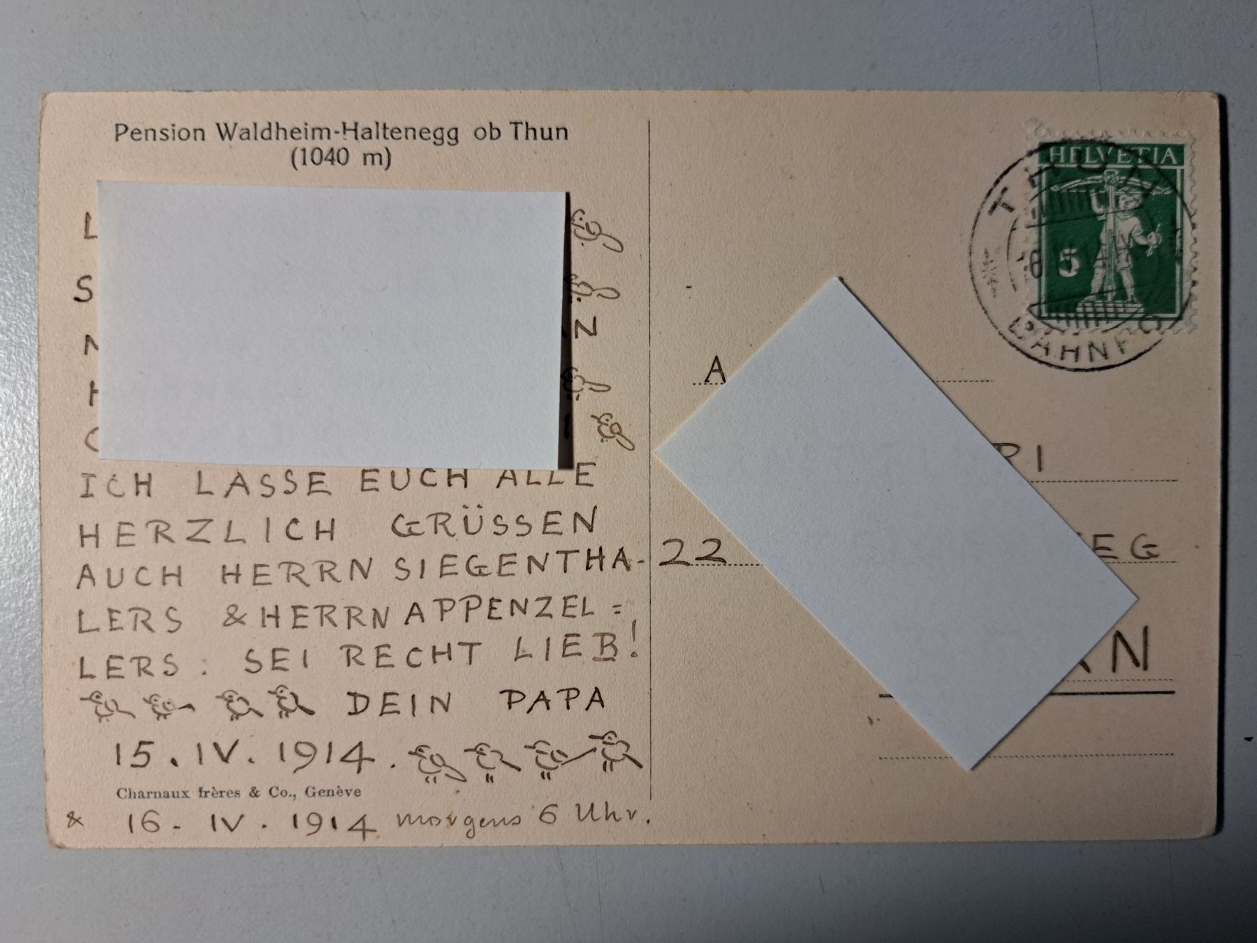 Cartoline postali: Pension Waldheim-Haltenegg ob Thun – Usato da Kirchberg BE venduto da Soldino 1