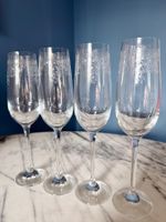 4er Set Vintage Sektgläser mit Gravur, bleifrei, Top Zustand