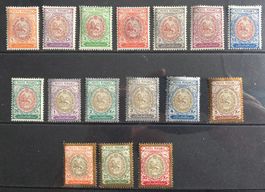 Iran (Persien, 1909), 16 Werte (*, mit Falz)