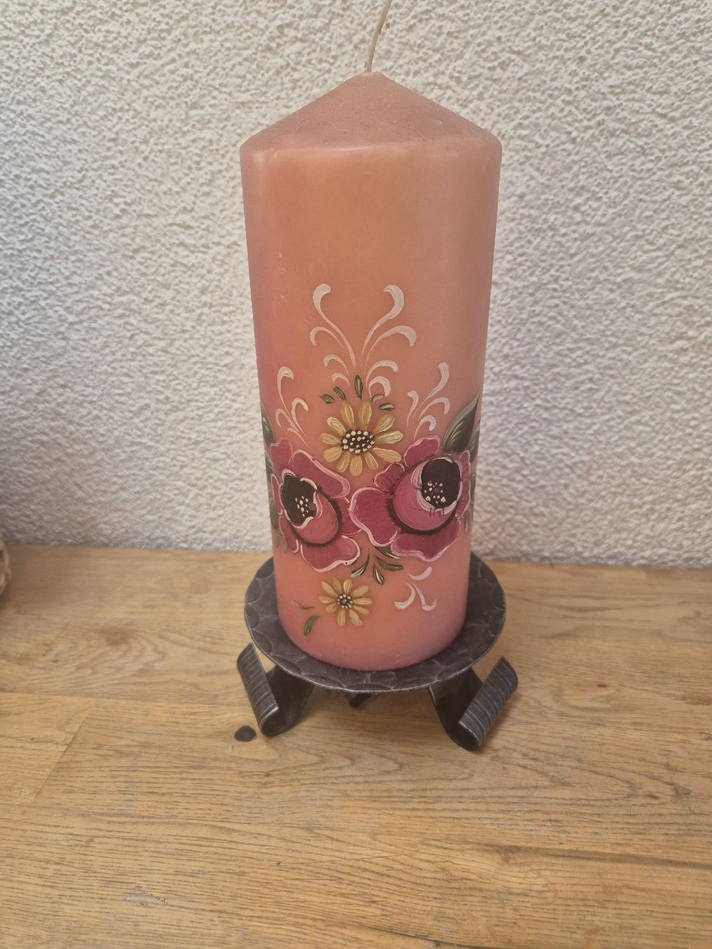 Candele: Kerze mit Bauermalerei altrosa 22cm.hoch – Nuovo (secondo la descrizione) da Heimenschwand venduto da shala13