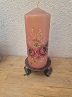 Kerze mit Bauermalerei altrosa 22cm.hoch