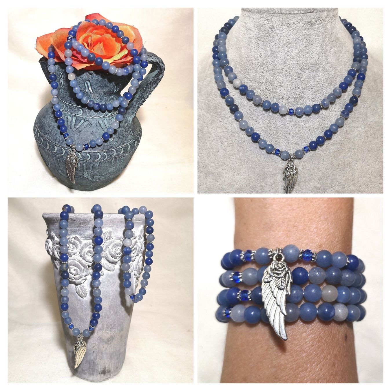 Bracciali & Braccialetti: 108 Mala Angelit Perlen Armk. - Spendenaktion – Nuovo (secondo la descrizione) da Unterkulm venduto da Nachtigall