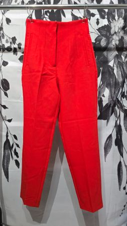 Zara High-Waist Stoffhose - XS - Signalrot