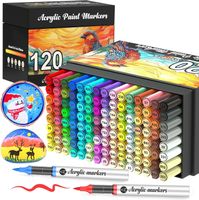120 Acrylstifte Wasserfest Acrylmarker Pinselspitze Steine