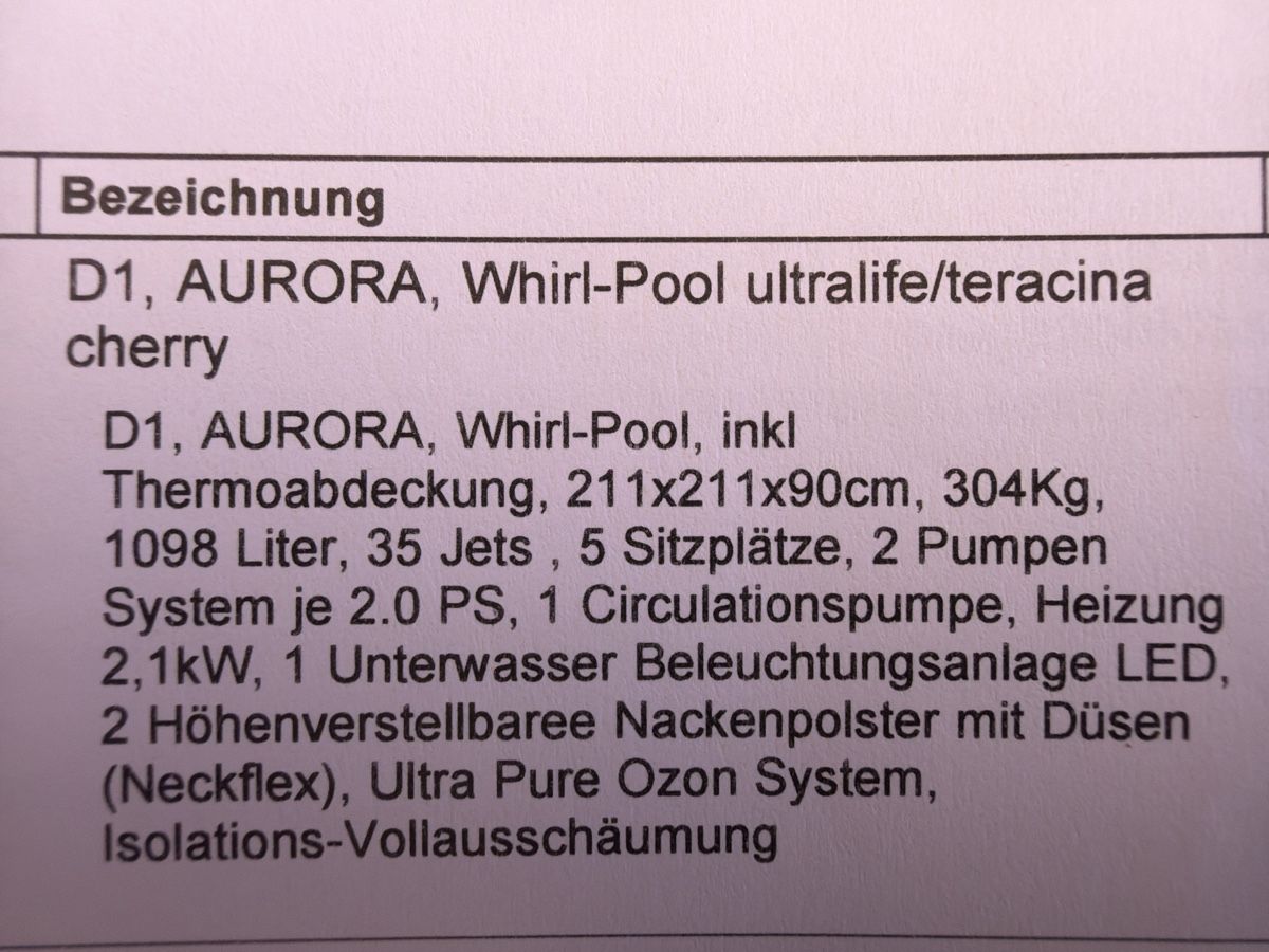 Bains à remous: Whirlpool Dimension One Spas - D1, AURORA  – Défectueux à Neuendorf par MartCano 5