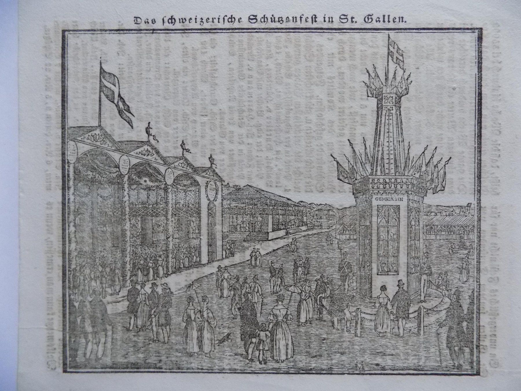 Incisioni: St.Gallen Schützenfest Holzschnitt – Usato da Risch venduto da Antikfee 1