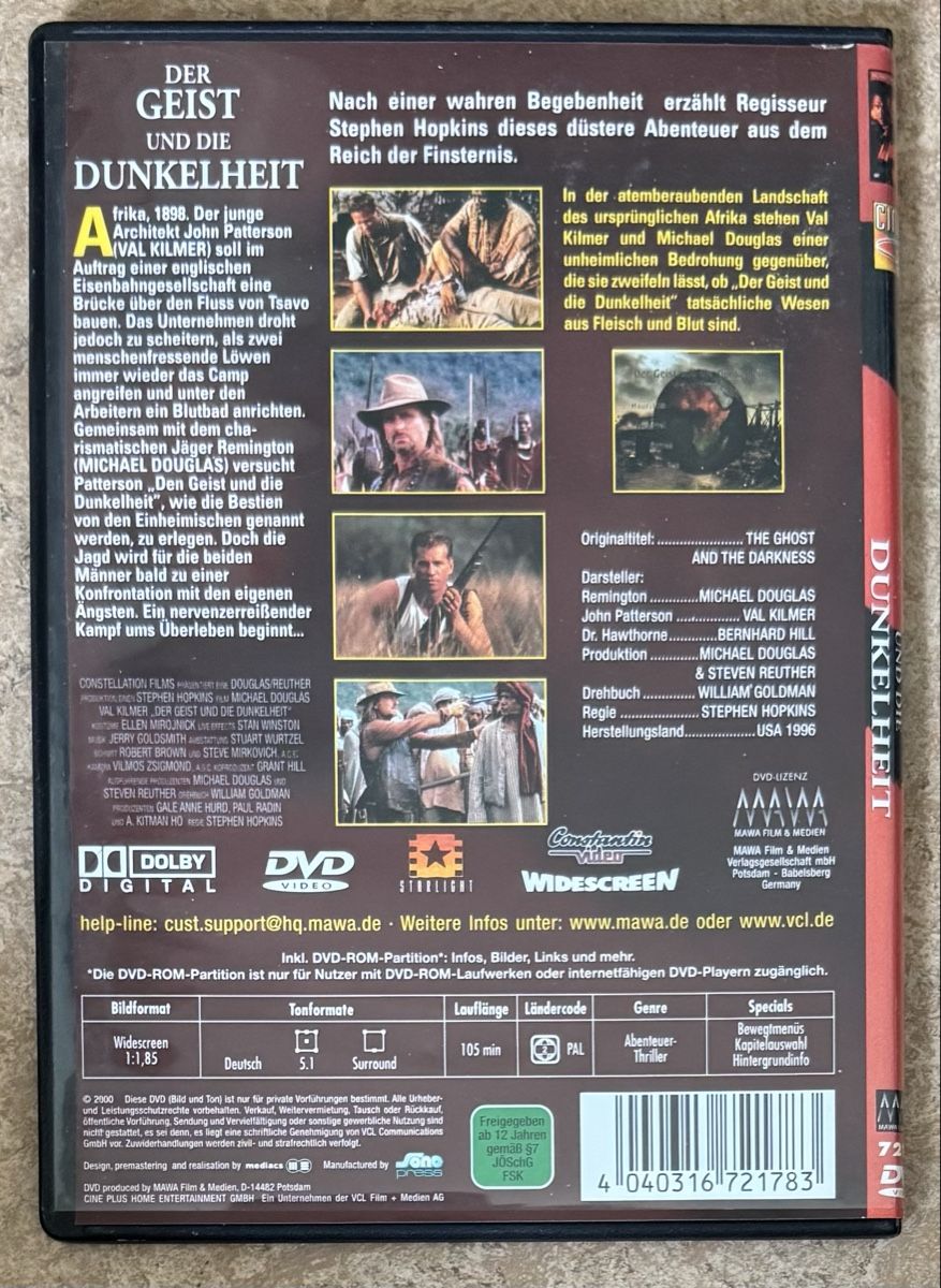 Tutti i DVDs: DER GEIST UND DIE DUNKELHEIT  – Nuovo (secondo la descrizione) da Dietikon venduto da AndreaSch01 1