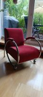 Vintage Sessel mit rotem Polster und Chromgestell
