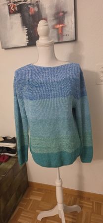 Pullover Walbusch Baumwolle blau grün Grösse 38 neu