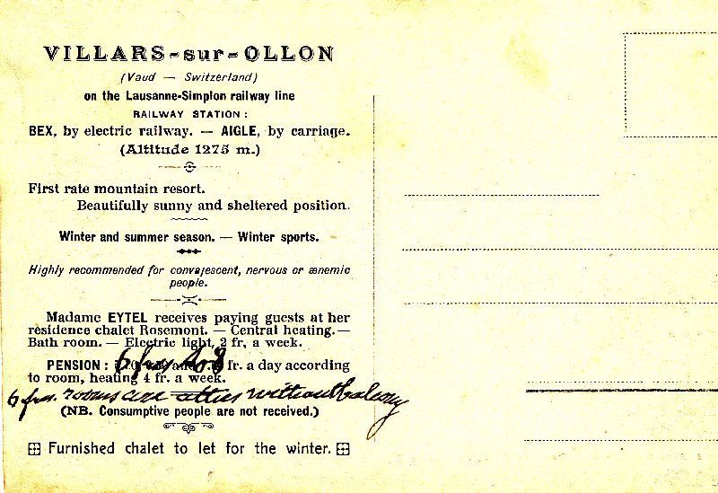 Cartoline postali: Villars - Pension Rosemont c1910 – Usato da Emmenbrücke venduto da teestube 1