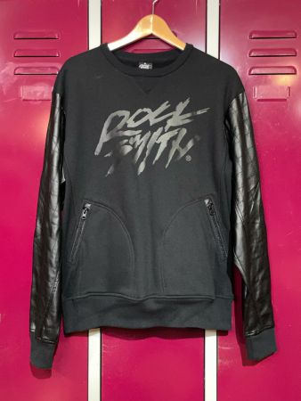 ROCKSMITH TOKYO FAUX LEATHER SLEEVES SWEATSHIRT SZ: M