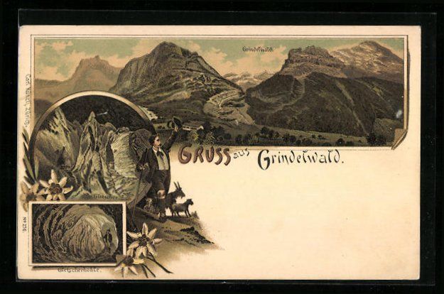 Cartoline postali: Litho Grindelwald, Gletscher u. Gletsche – Usato da Berlin venduto da bartko-reher