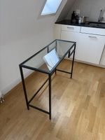 Tisch mit Glasplatte schwarzer Metallrahmen ca. 100x70