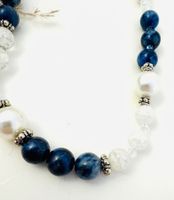 Neue Lapis Lazuli Kette m. Glasperlen, Sterling S. Handmade