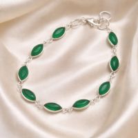 Jade Armband Sterling Silber 925 Sterlingsilber grün