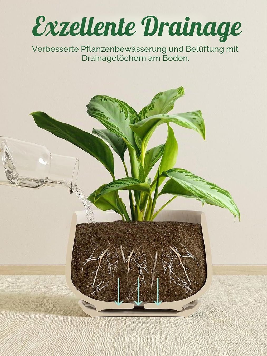Vasi per fiori: Keramik Blumentöpfe 3er Set mit Untersetzer Beige – Nuovo e nell'imballaggio originale da Zürich venduto da jasminleut 3