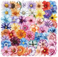 50 Aufkleber Sticker - Blumen transparent