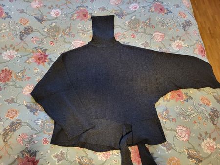 Zara Knit Rollkragenpullover mit Bindegürtel, S, dunkelgrau