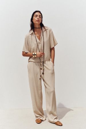 ZARA Sommer Set, Hemd + Hose beige, Gr.38-40 NEU