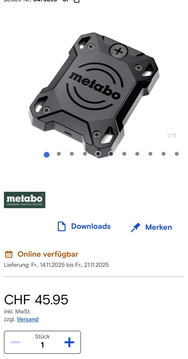 Metabo Tutti gli attrezzi: Metabo Tracker Fabrikneu – Nuovo e nell'imballaggio originale da Hittnau venduto da Oracel