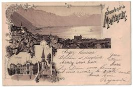 Souvenir de Montreux, lithographie, circulée 1898