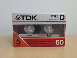 TDK D 60 5-PACK - TYPE I - 1985 - NOS OVP SEALED - RARITÄT