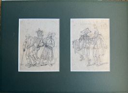 Eduard von Grützner Memento Mori Zeichnung Papierarbeit
