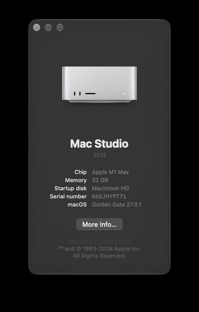 Apple PCs: Apple Mac Studio M1 Max 32GB 1TB – Gebraucht aus Wolfhausen von kyuzow 5