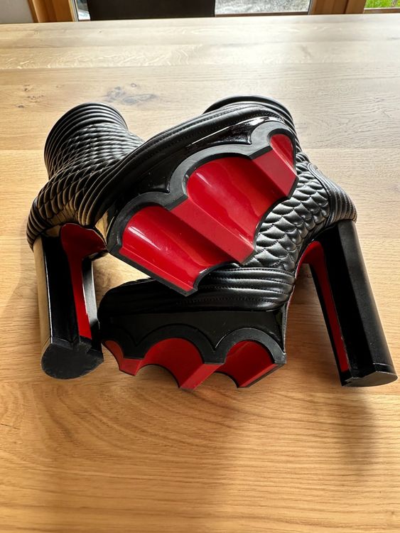 Christian Louboutin schwarze Crimpon 140 Lederstiefel Gr. 38 1