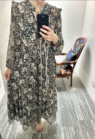 Cute MNG Maxi Dress floral print long sleeve size S