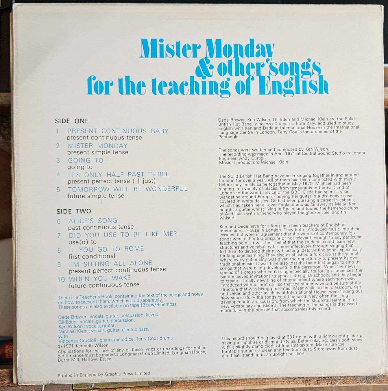 Schallplatten: The Solid British Hat Band With Vincenzo... – Gebraucht aus Boussens von catfood01 1