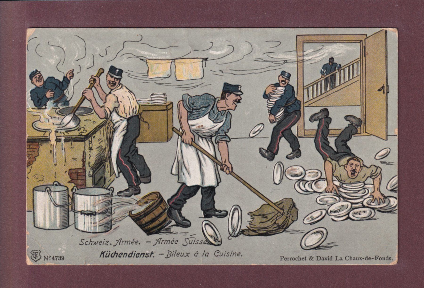 Cartoline postali: MILITAIRE - Service de cuisine - 1914 – Usato da Pully venduto da nicecards