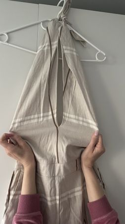 Zara, Stylischer Jumpsuit Gr. S, beige gestreift