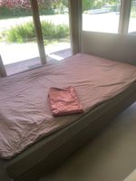 SÄBÖVIK Boxbett komplett, fest/Vissle grau, 140x200 cm
