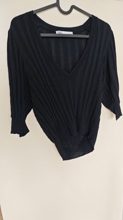 Zara Black Ribbed Knit Top, Size L, Great Condition!