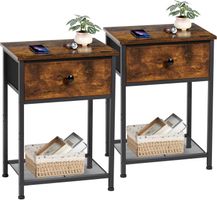 Nachttisch 2er Set mit Schubladen Nachtkommode Vintage