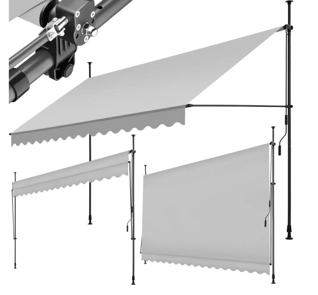 Markisen: Klemmmarkise hellgrau 400 x 180 cm – Neu (gemäss Beschreibung) aus Steinhausen von Retourenprofis 1