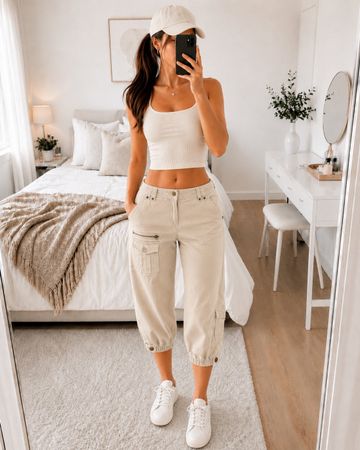 Beige Caprihose Gr. S/36 – 100% Baumwolle – Sommerhose